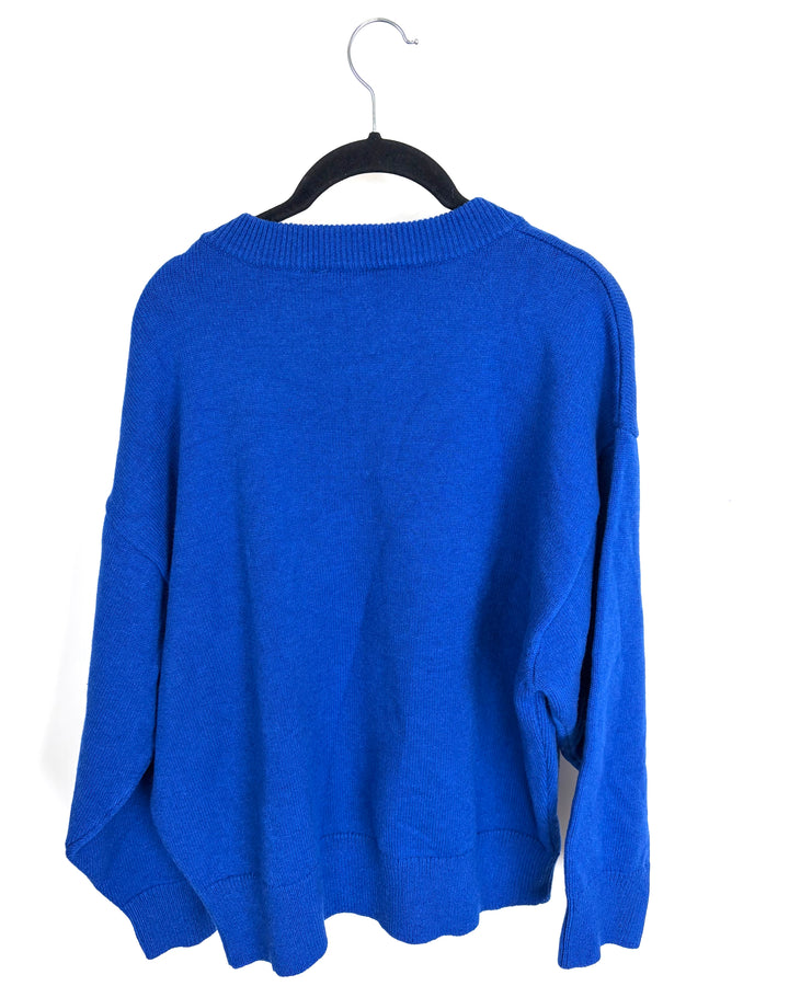 Royal Blue V-Neck Sweater - 1X