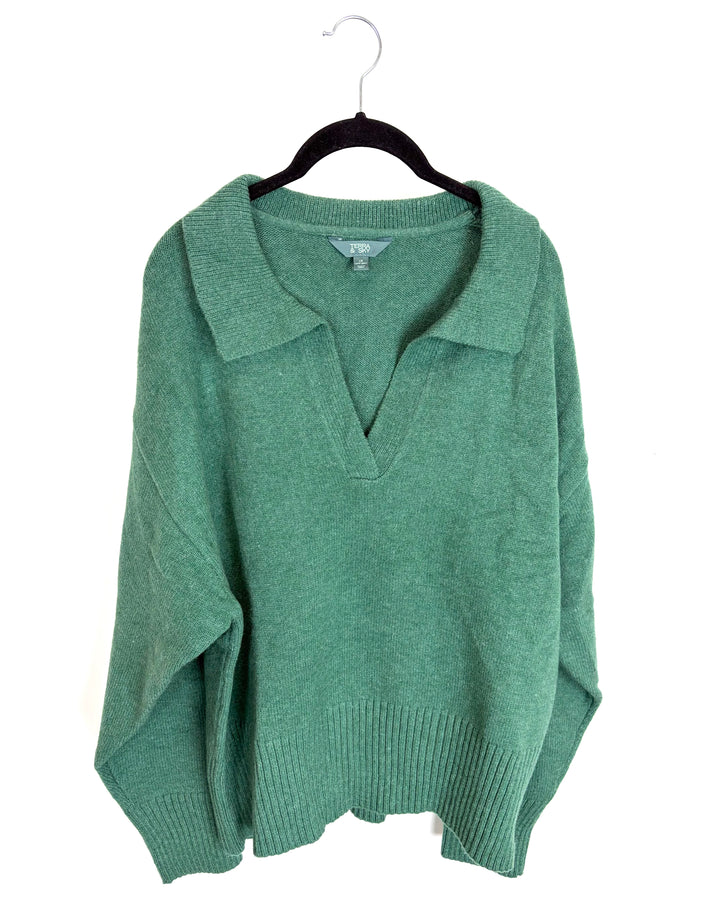 Forest Green Collared Sweater - 1X