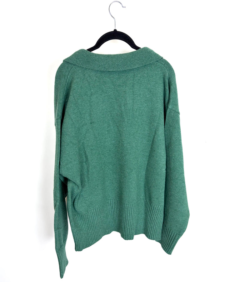 Forest Green Collared Sweater - 1X