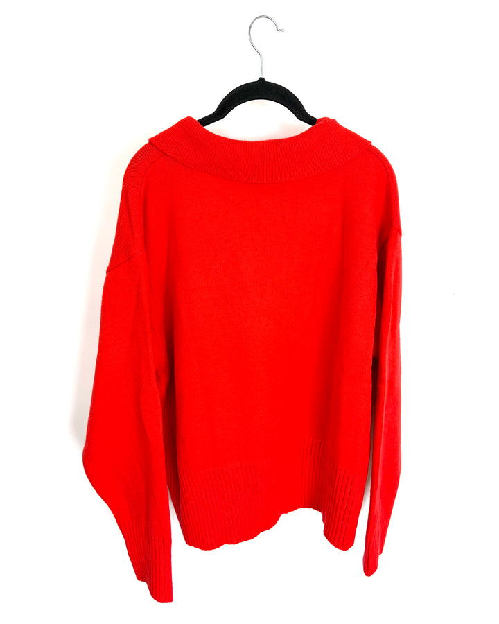 Vermillion Red Collared Sweater - 1X
