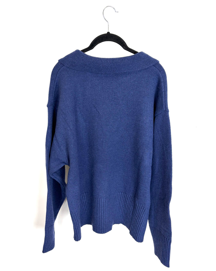 Evening Blue Collared Sweater - 1X