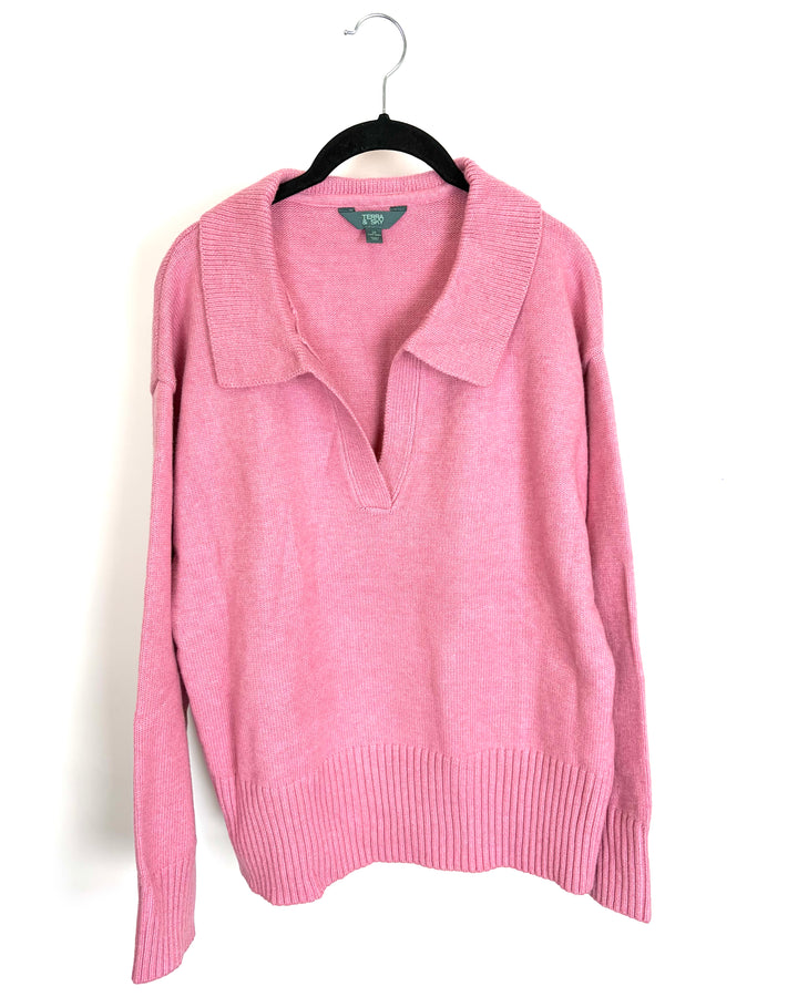 Milkshake Pink Collared Sweater - 1X