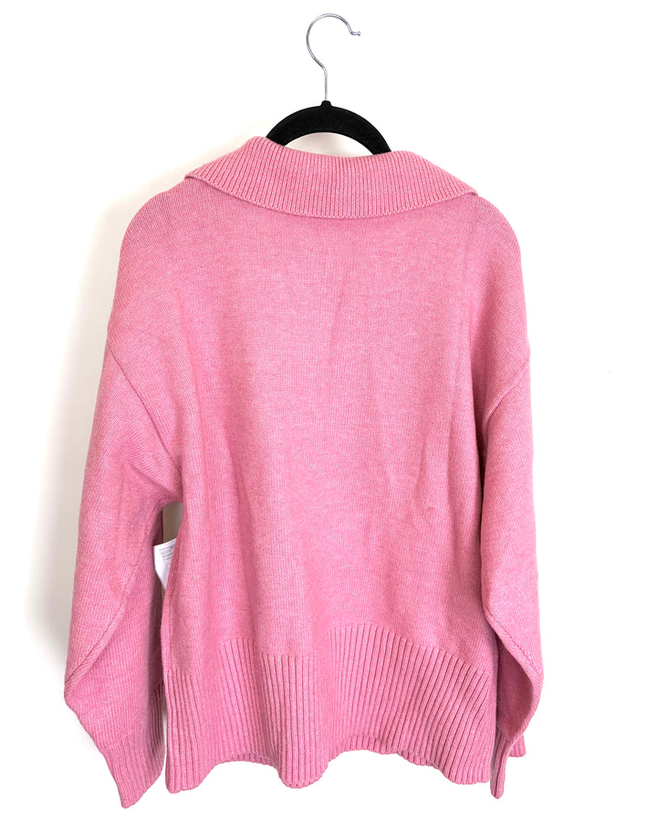 Milkshake Pink Collared Sweater - 1X