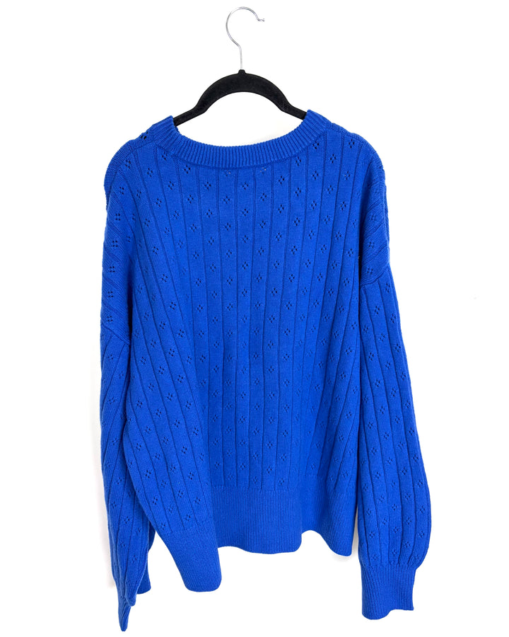 Cerulean Blue Pointelle Sweater - Size 14/16