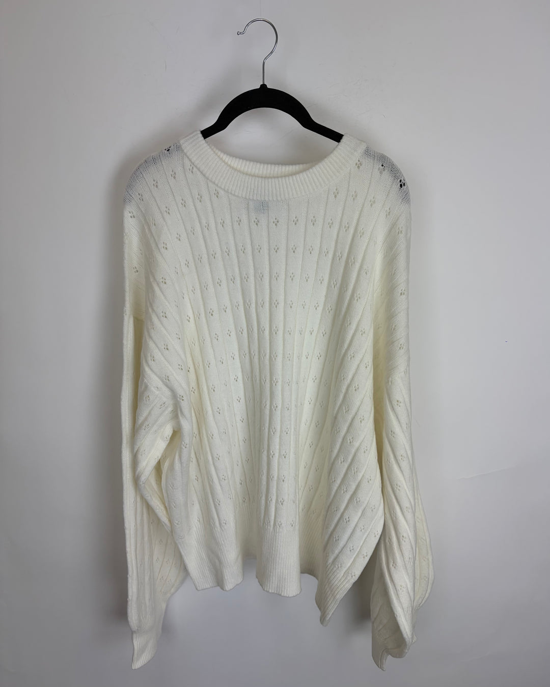 Shell White Pointelle Sweater - Size 14/16