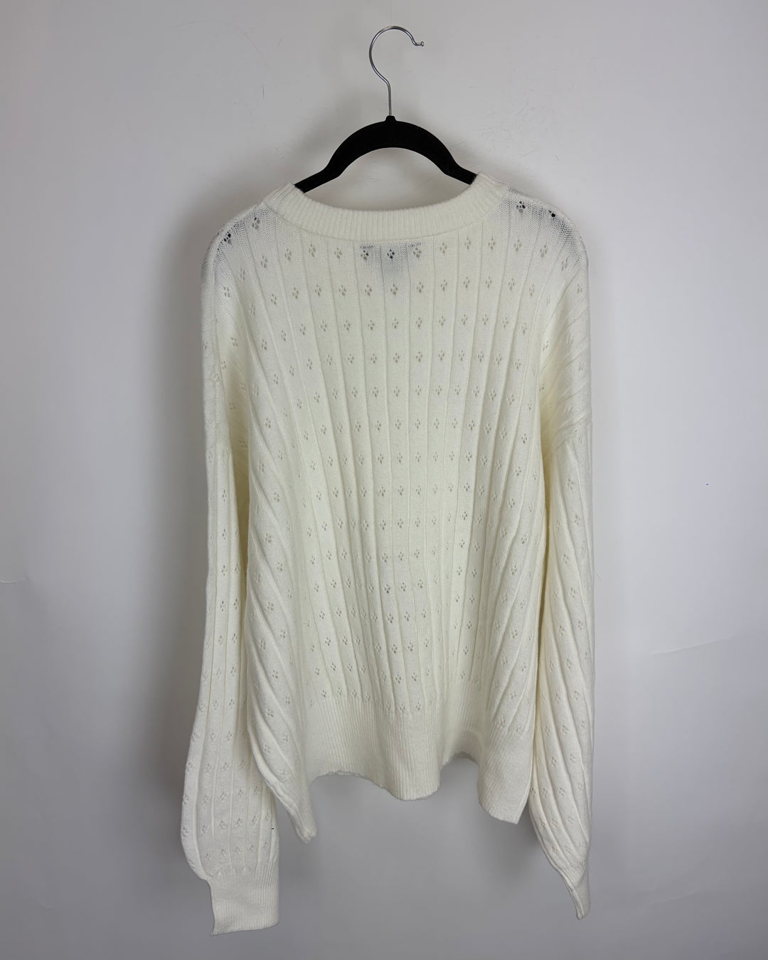 Shell White Pointelle Sweater - Size 14/16