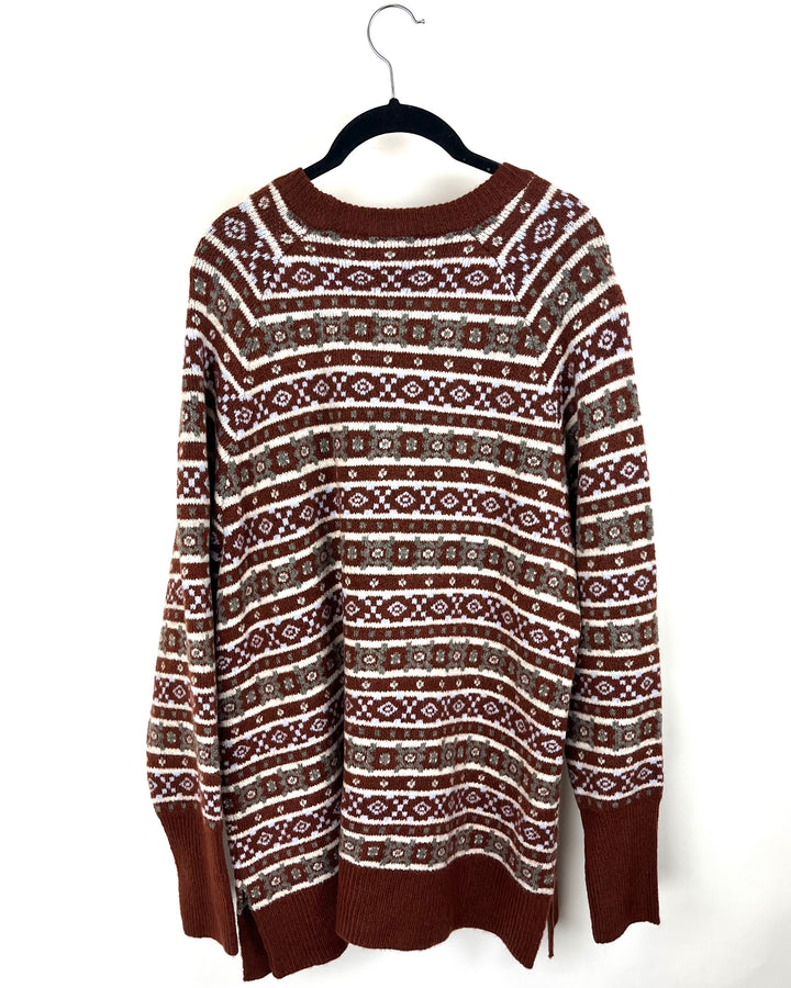 Brown Abstract Pattern Sweater - Size 6/8