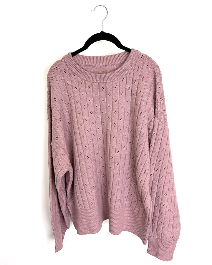 Muted Pink Pointelle Sweater - Size 14/16