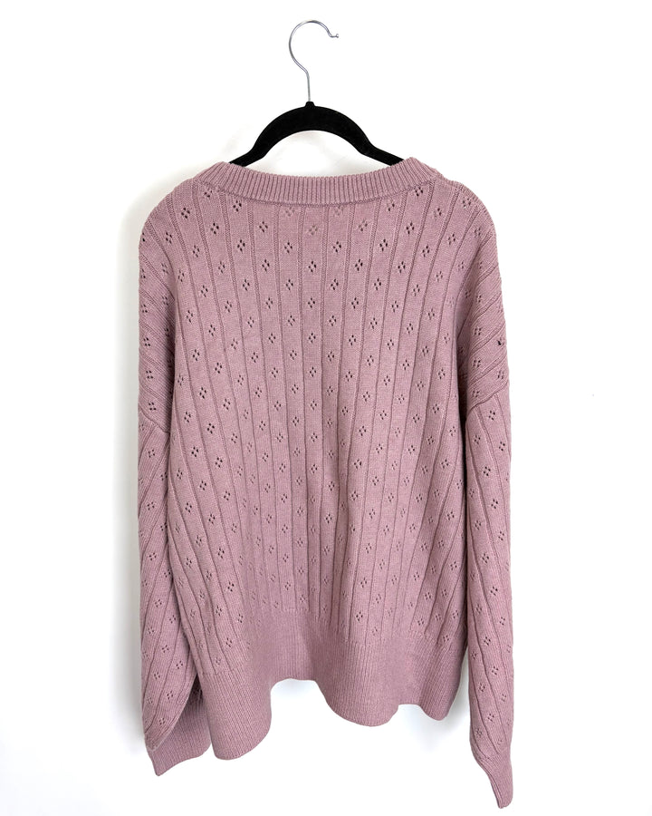 Muted Pink Pointelle Sweater - Size 14/16