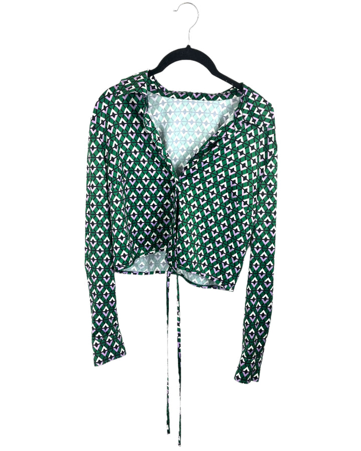 Emerald Green Abstract Print Top - Size 4/6