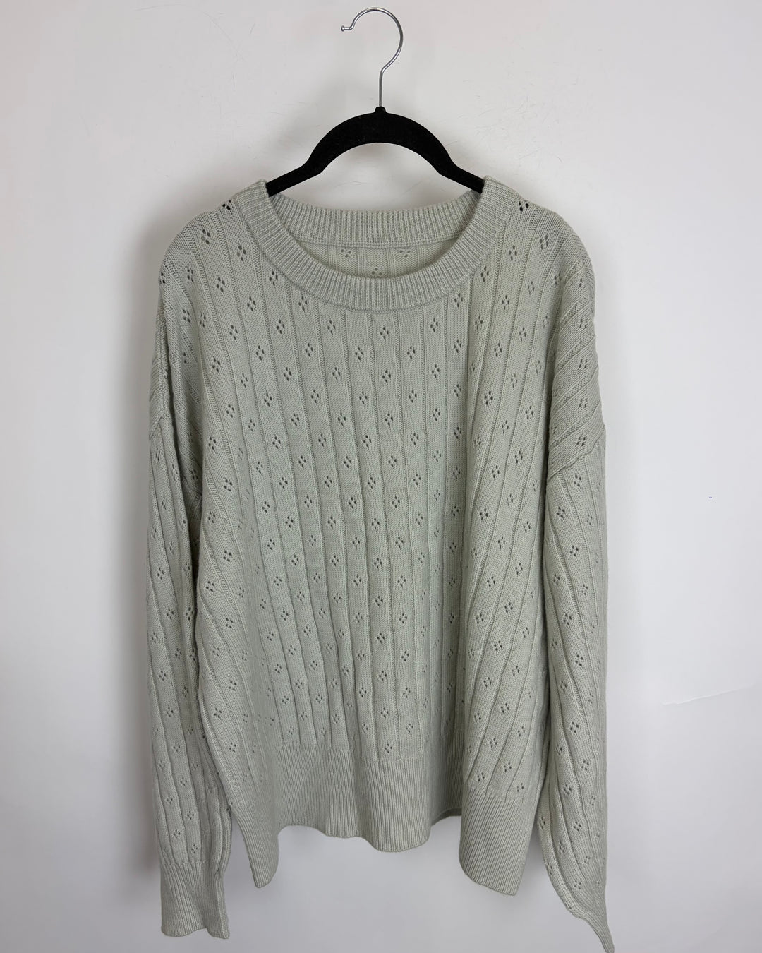 Soft Mint Green Pointelle Sweater - Size 14/16