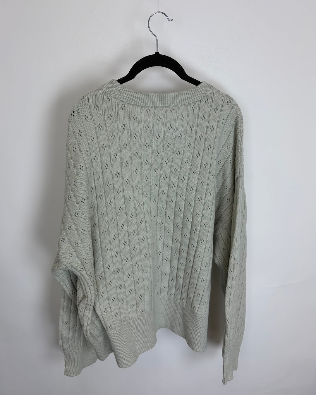 Soft Mint Green Pointelle Sweater - Size 14/16