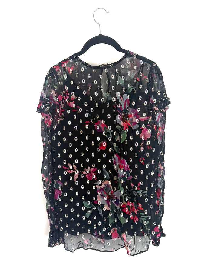 Black, Purple and Metallic Top - Size 2/4