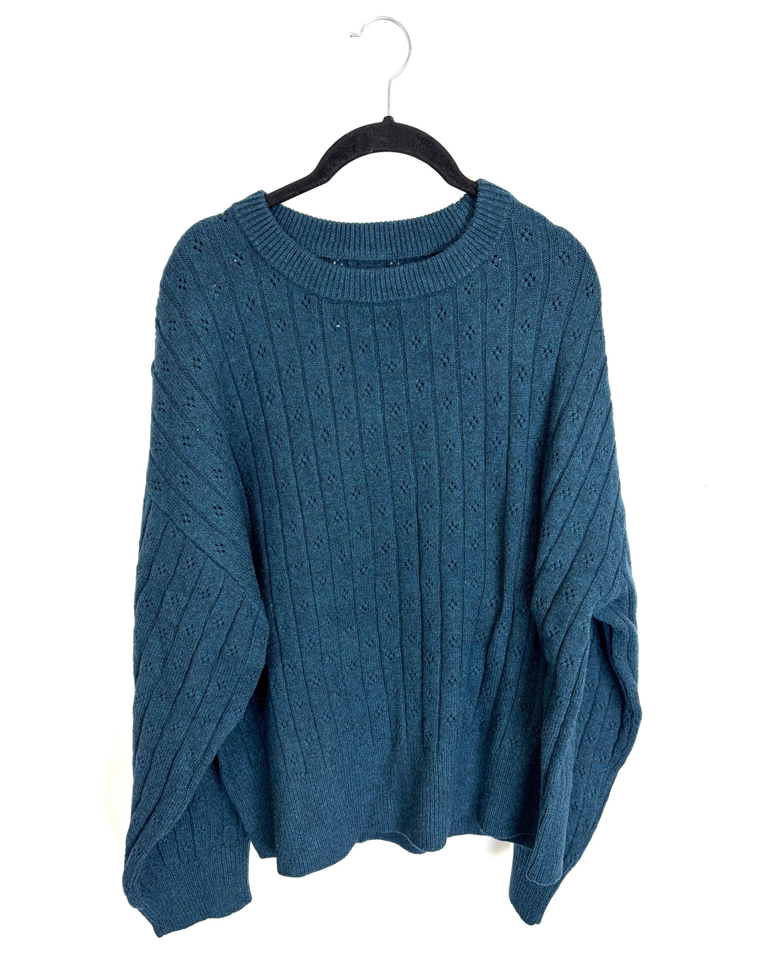 Oxford Blue Pointelle Sweater - Size 14/16