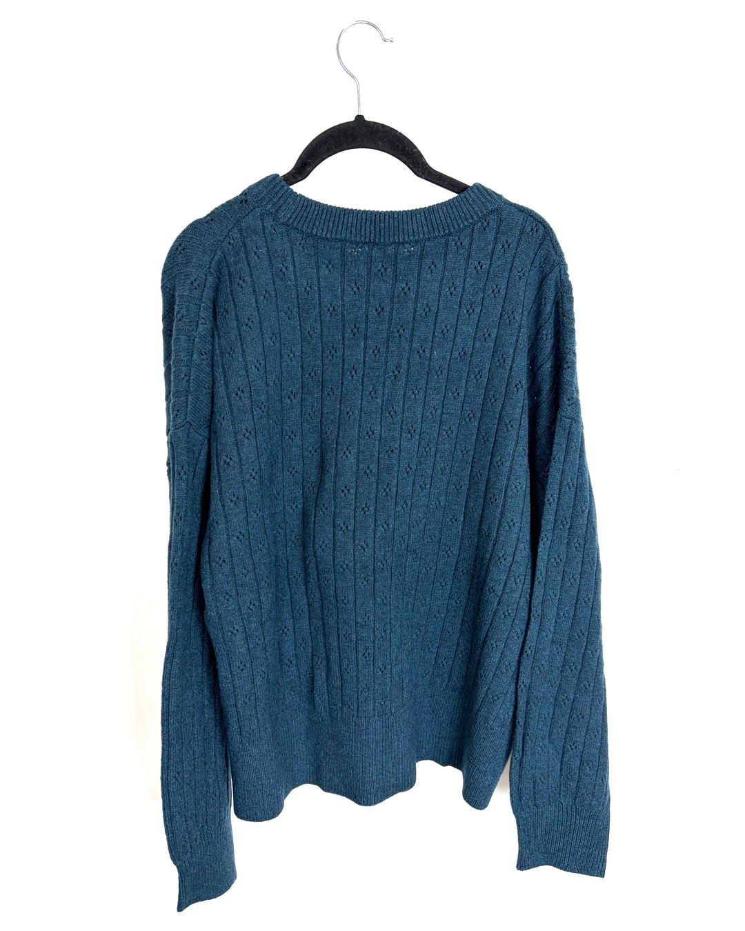 Oxford Blue Pointelle Sweater - Size 14/16