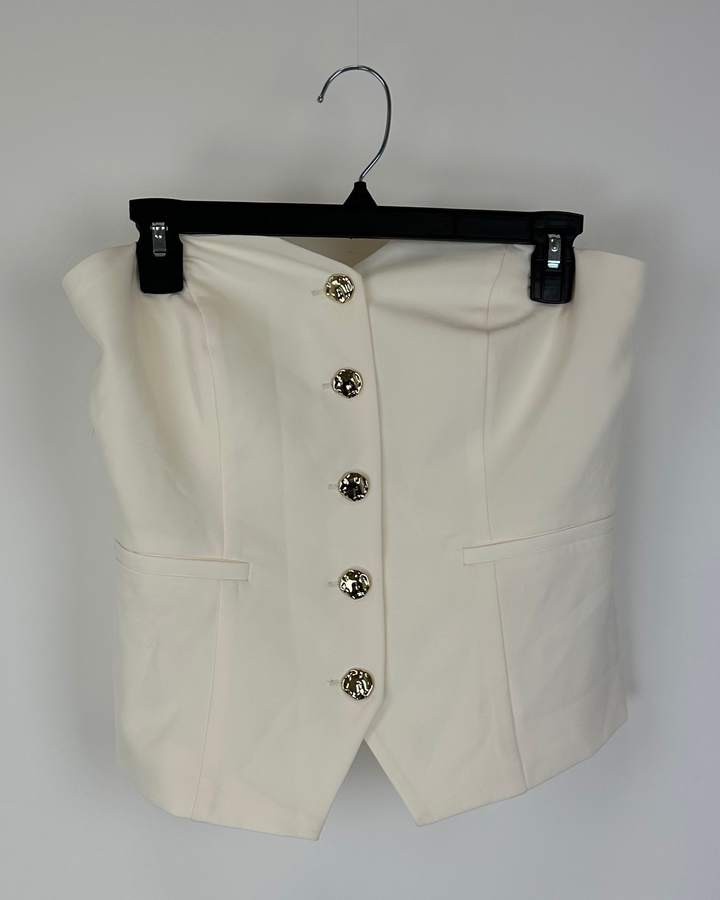 Cream Strapless Gold Accent Vest - Size 6