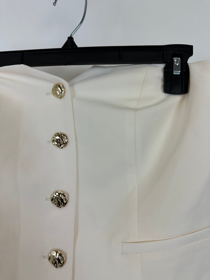 Cream Strapless Gold Accent Vest - Size 6