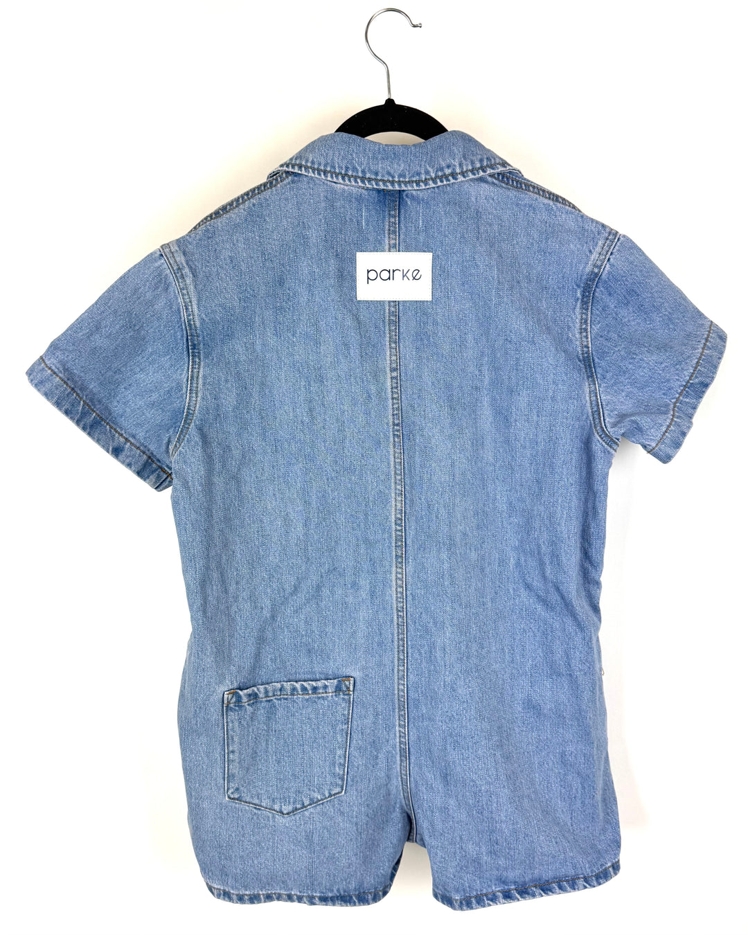 Light Wash Short Sleeve Blue Denim Romper - Small and Large