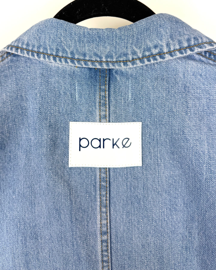 Light Wash Short Sleeve Blue Denim Romper - Small and Large