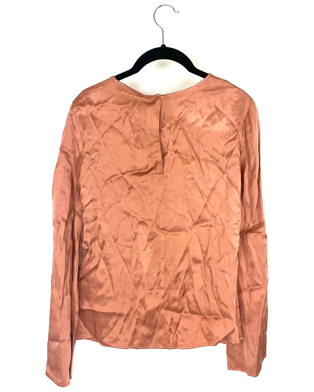 Long Sleeve Peach Silky Blouse - Size 2