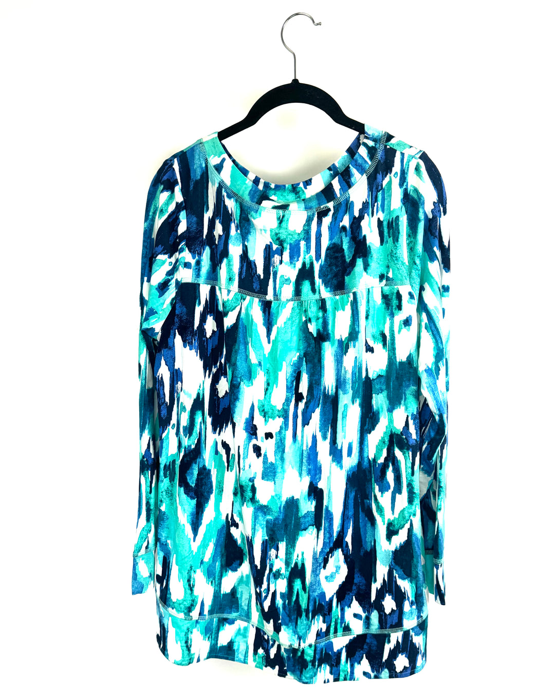 Turquoise And Teal Abstract Long Sleeve Top - Size 6/8
