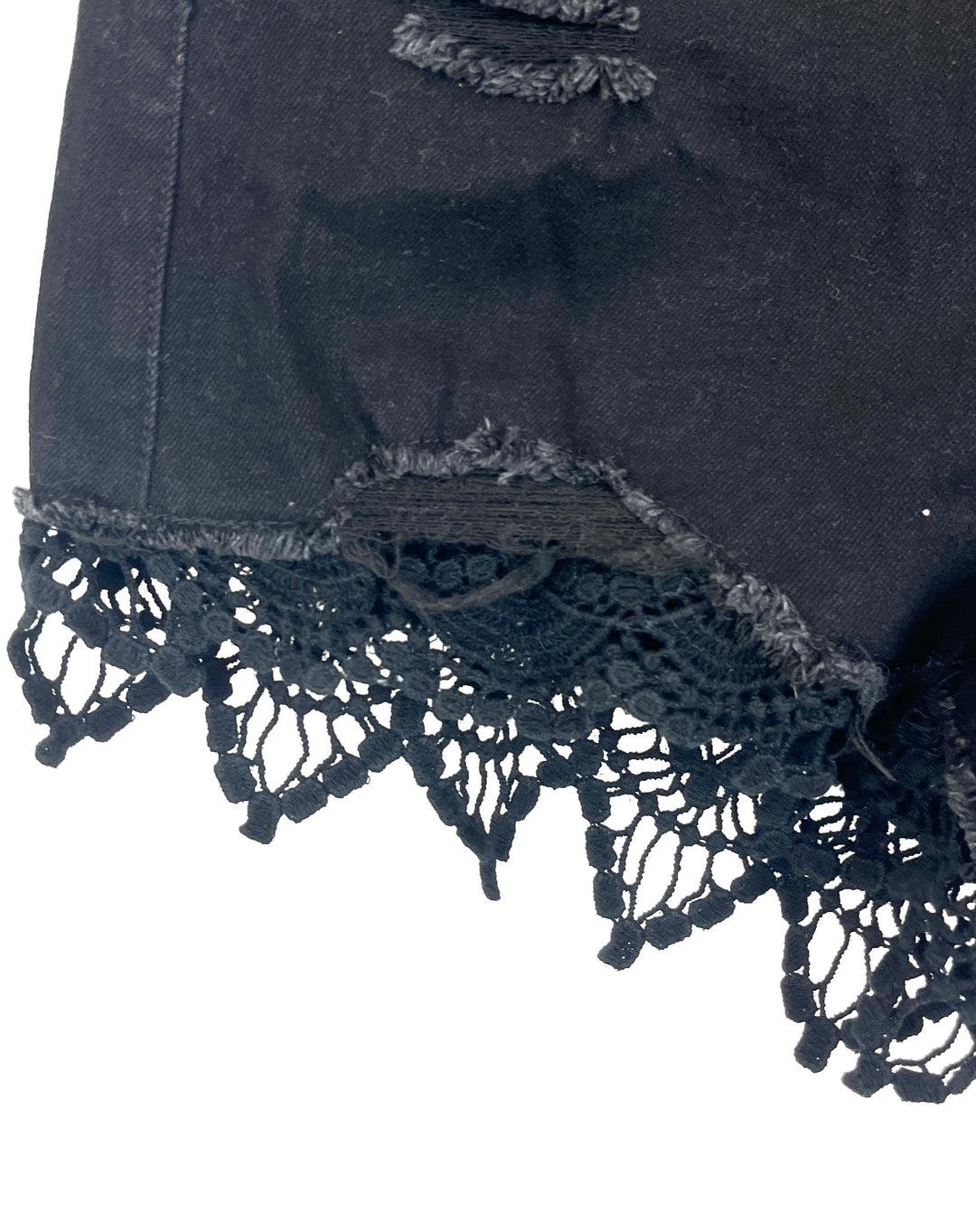 Black Denim Shorts With Crochet Trim- Size 4/6