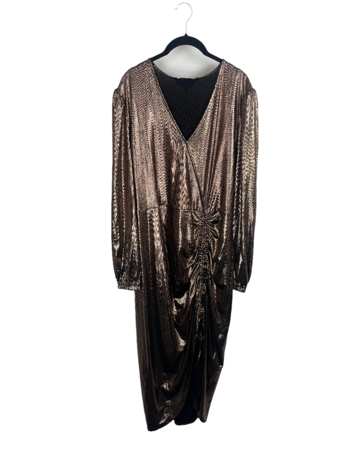 Metallic Ruched Dress - Size 2X