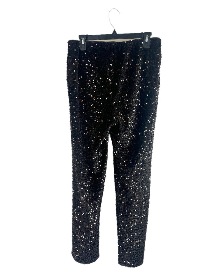 Dark Brown Sequin Velvet Pants - Size 6/8