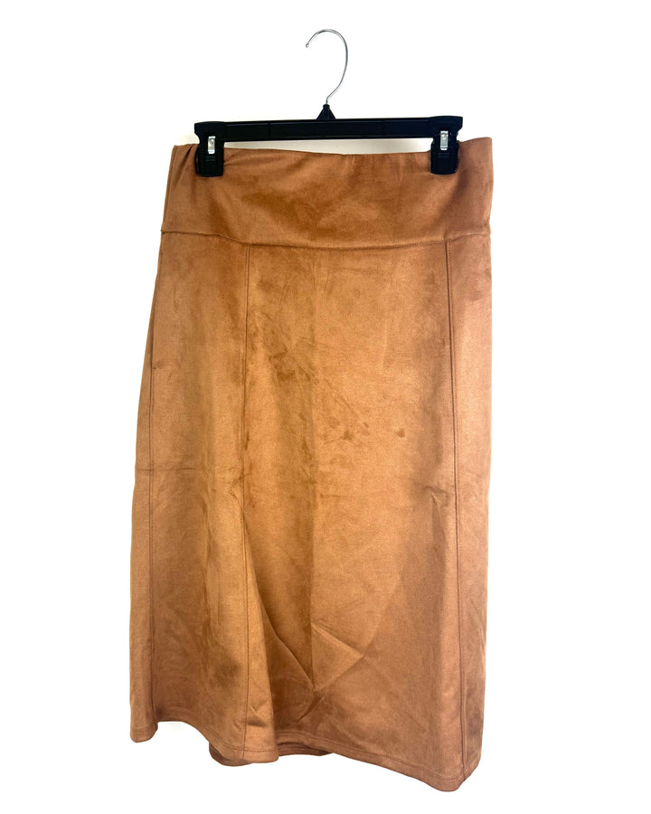 Camel Faux Suede Skirt - Size 6/8