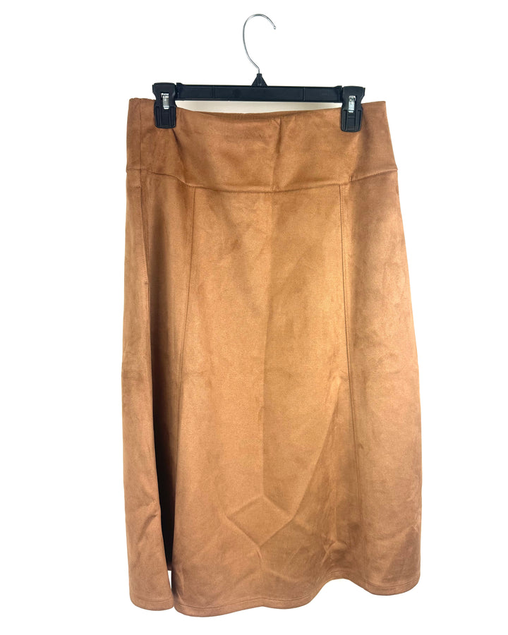Camel Faux Suede Skirt - Size 6/8