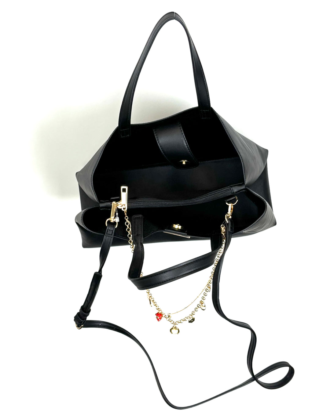 A New Day Black Purse With Gold Charms