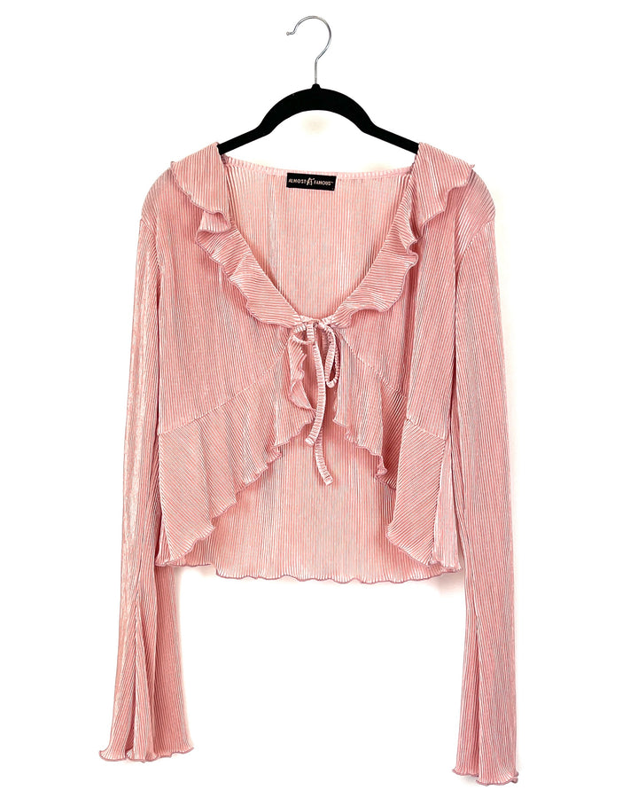 Ruffled Pink Tie Front Top - Size 4/6