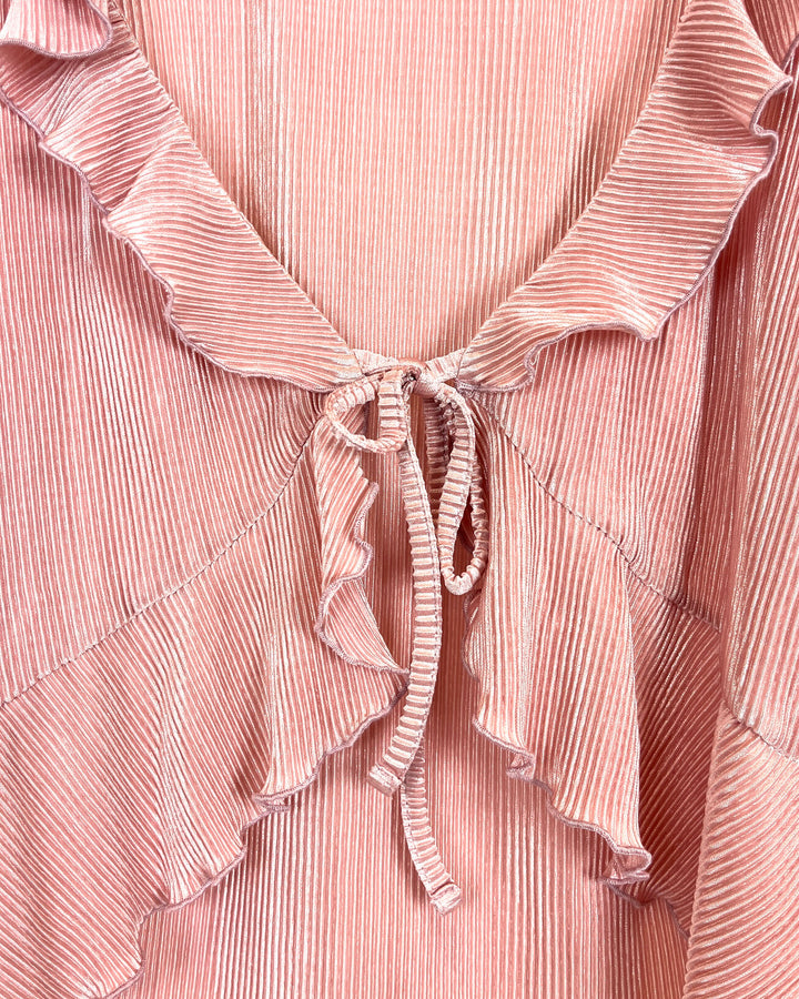 Ruffled Pink Tie Front Top - Size 4/6