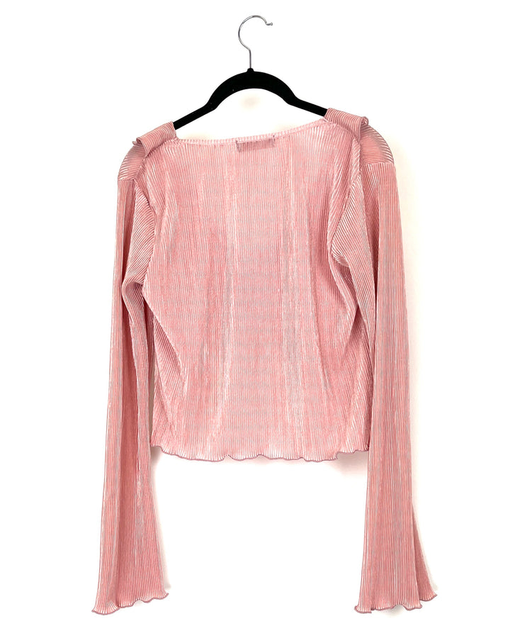Ruffled Pink Tie Front Top - Size 4/6