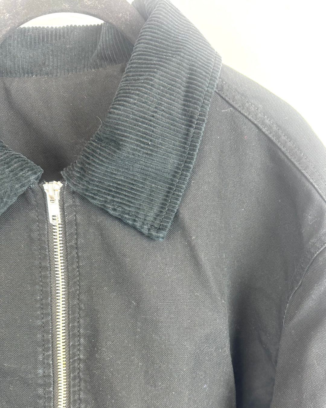 Black Denim Corduroy Collar Jacket - Size 6/8