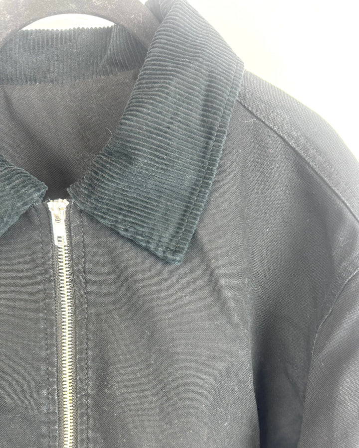 Black Denim Corduroy Collar Jacket - Size 6/8