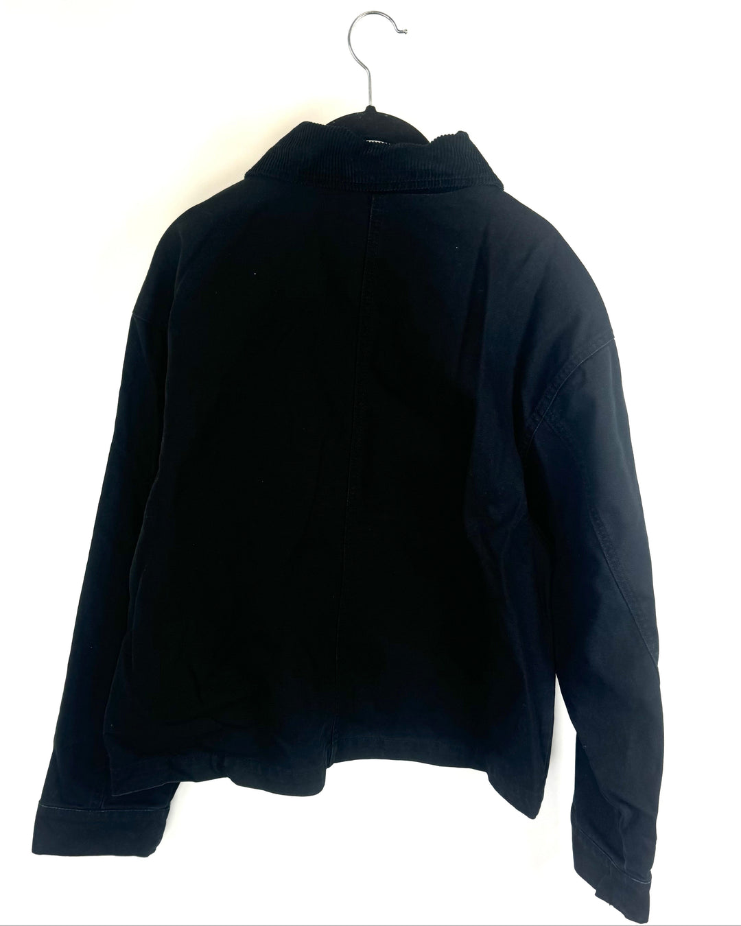 Black Denim Corduroy Collar Jacket - Size 6/8