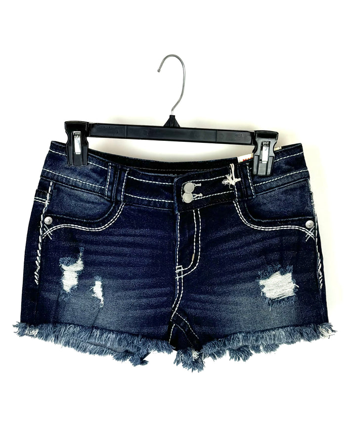 Mid Rise Denim Shorts With Detailed Pockets- Size 2/4