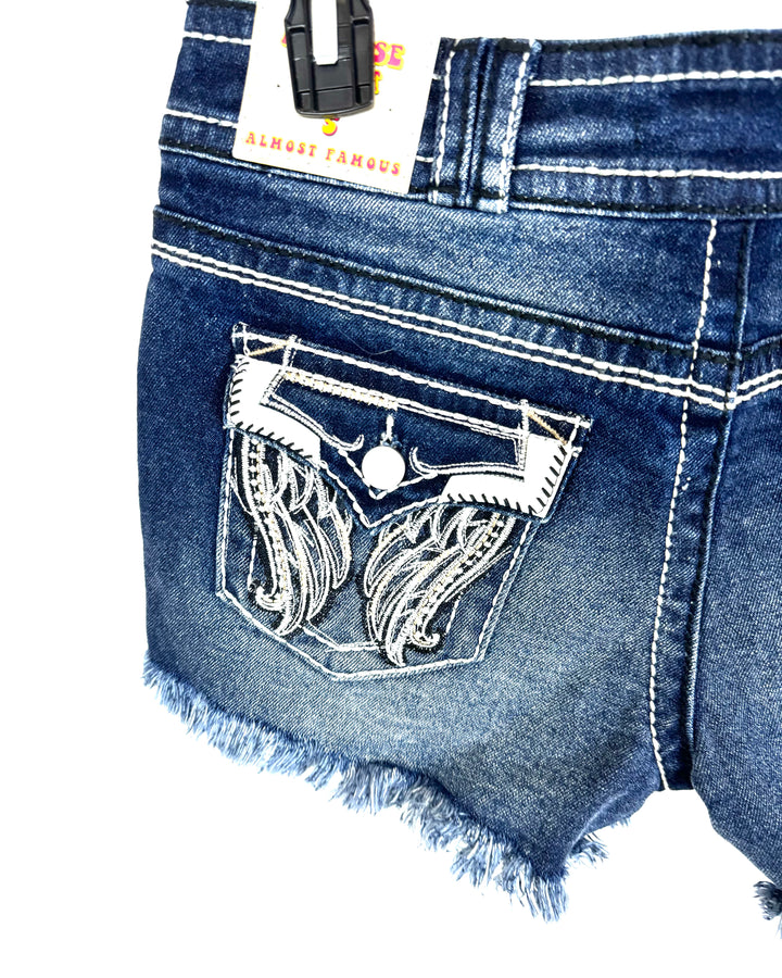 Mid Rise Denim Shorts With Detailed Pockets- Size 2/4