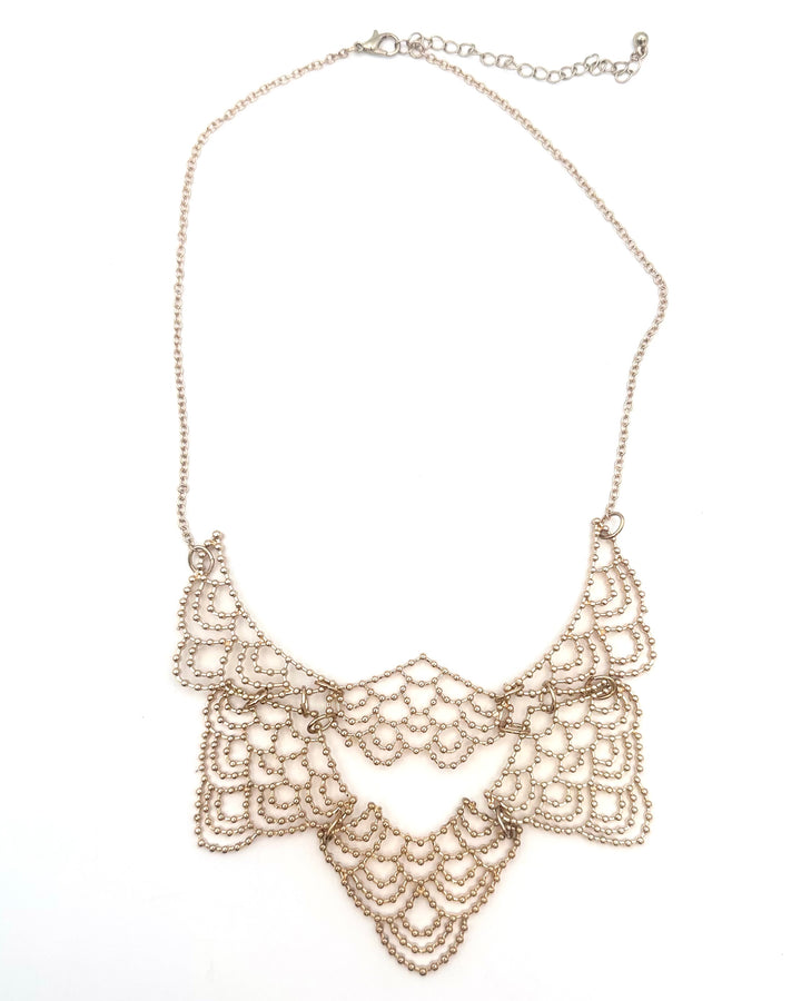 Gold Lace Bib Necklace