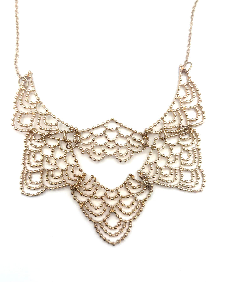 Gold Lace Bib Necklace