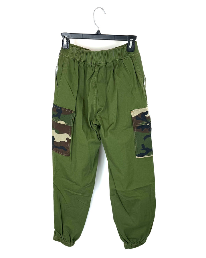 Green Cargo Joggers with Buckle Belt - Small
