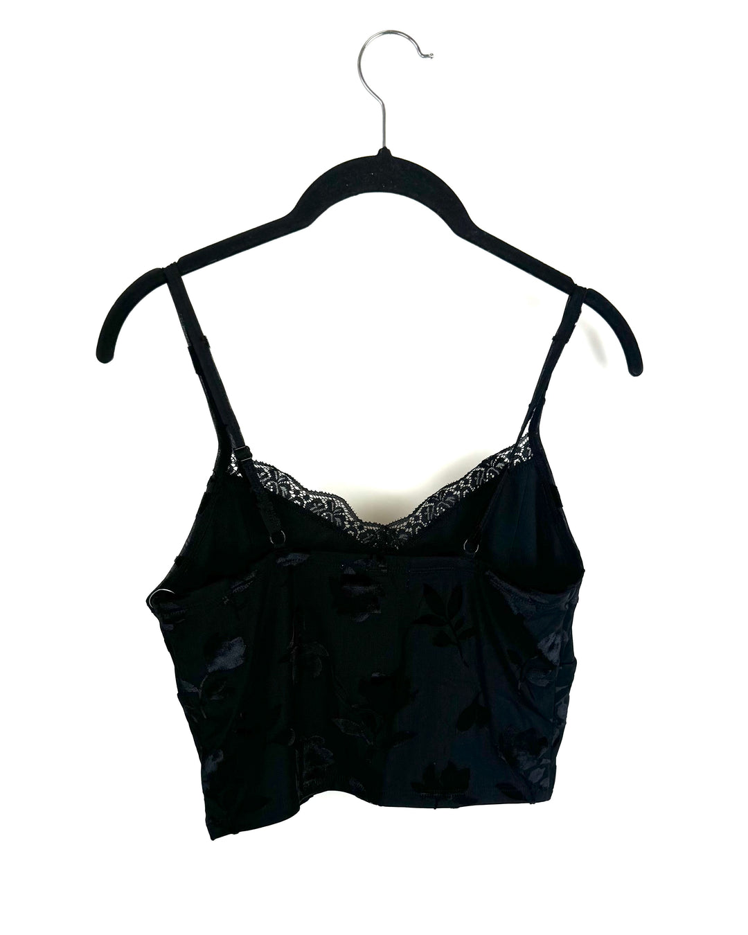 Black Floral And Lace Tank - Size 6/8
