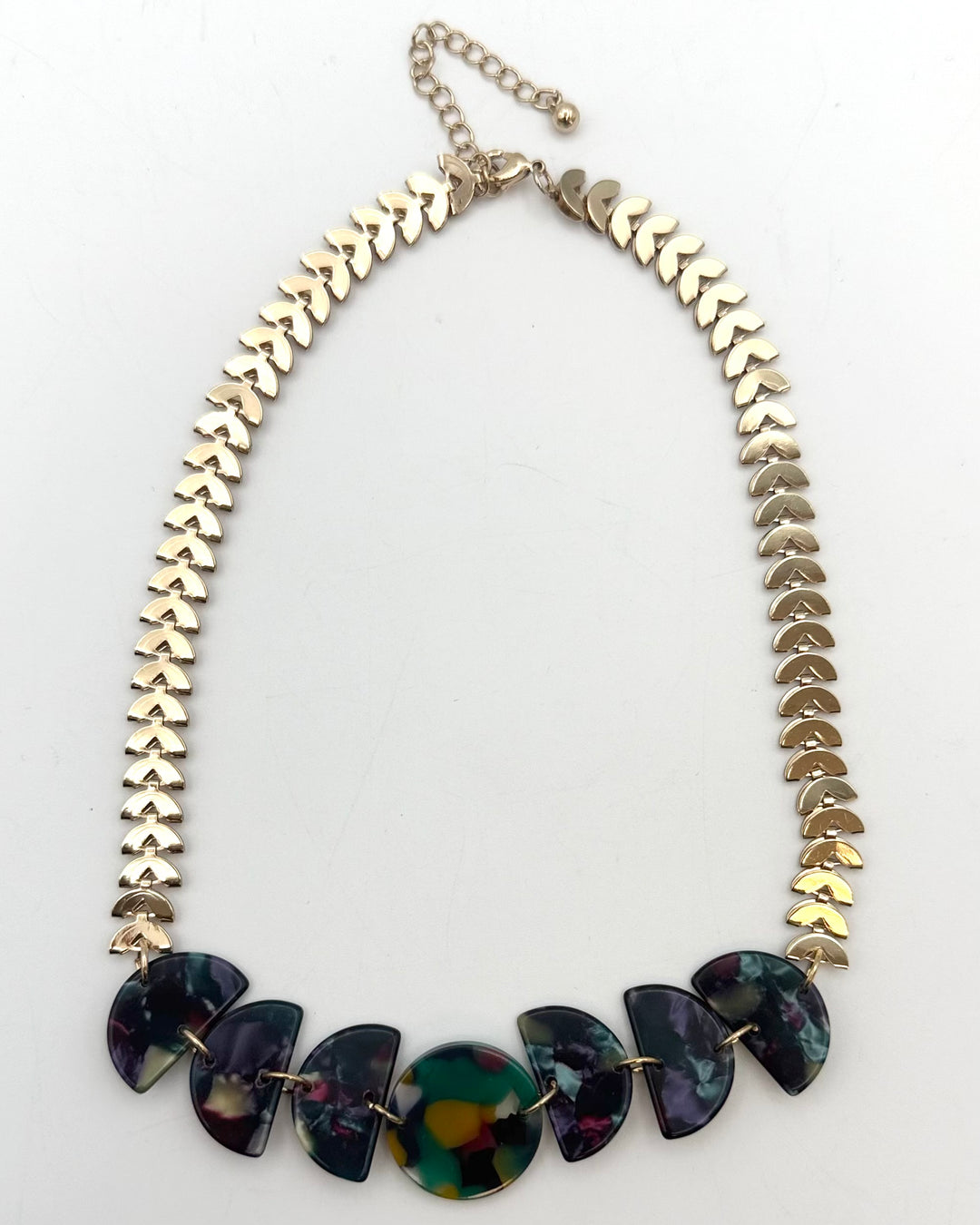 Gold Statement Necklace with Tortoiseshell Accents