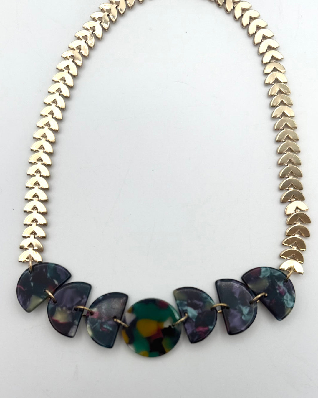 Gold Statement Necklace with Tortoiseshell Accents