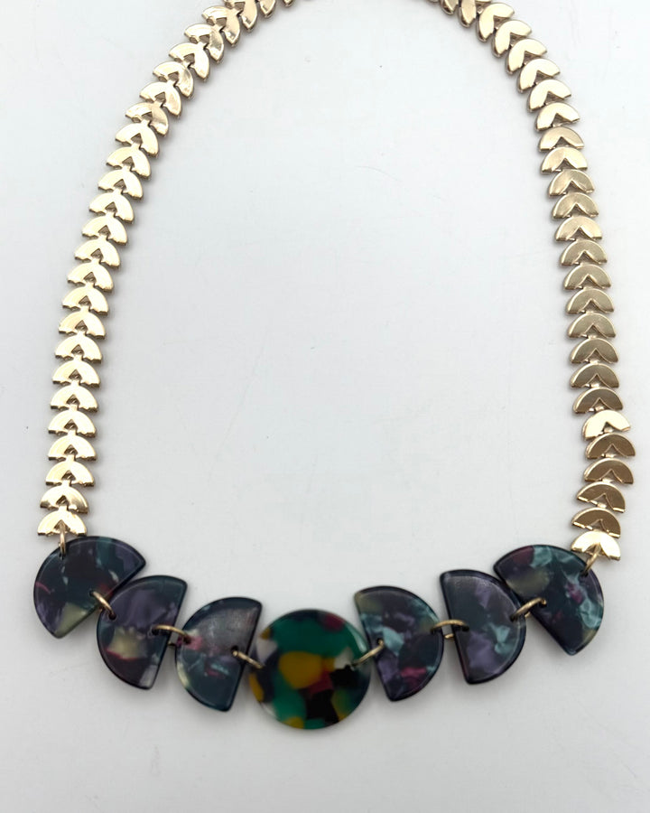 Gold Statement Necklace with Tortoiseshell Accents