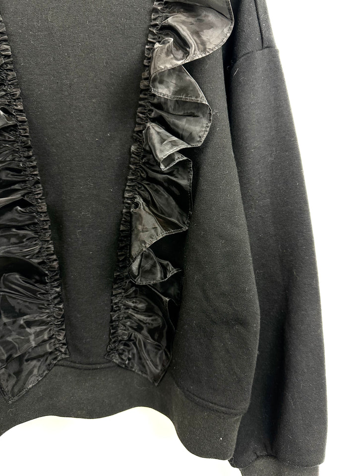 Black Sweatshirt with Mesh Ruffle - Size 2/4