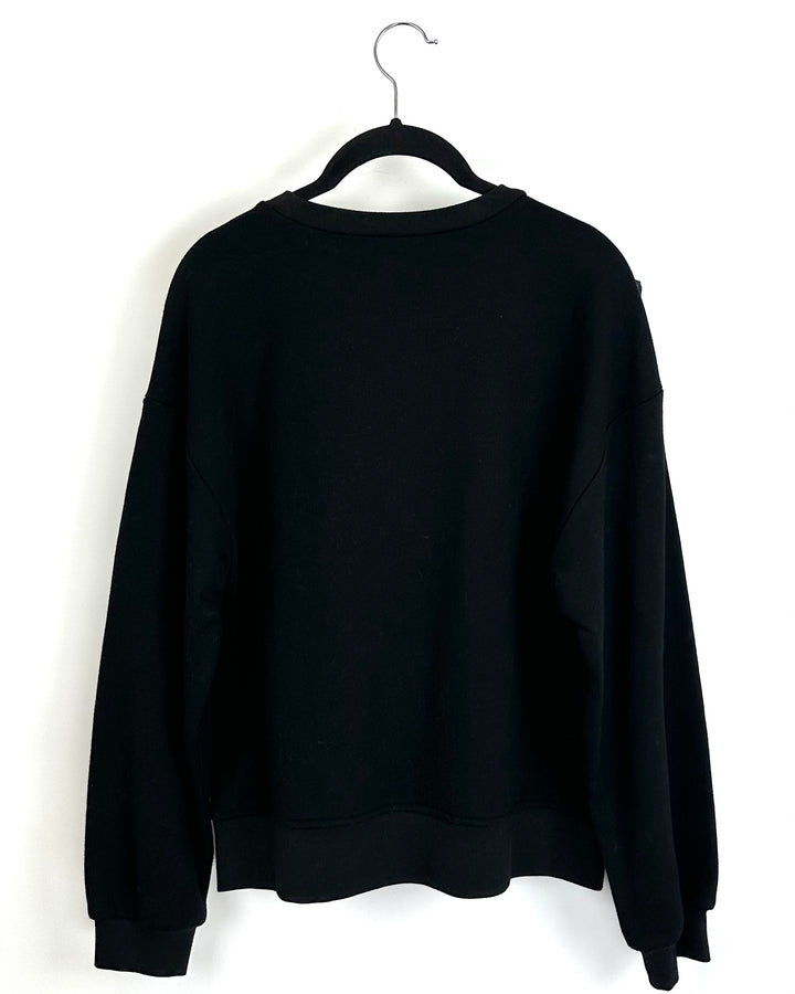 Black Sweatshirt with Mesh Ruffle - Size 2/4