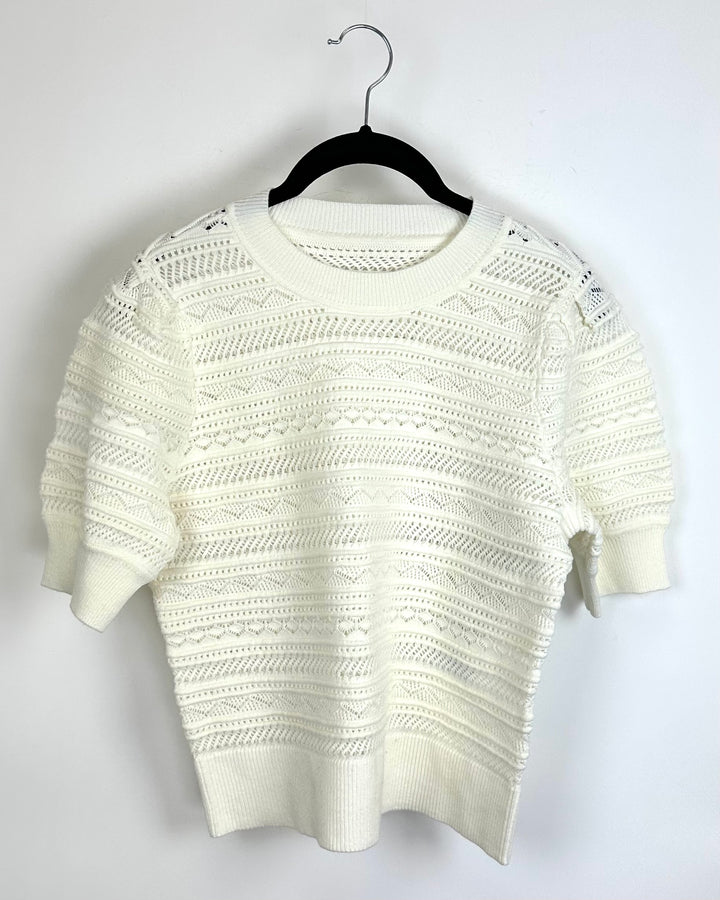 Ivory Short Sleeve Knit Top - Size 4/6