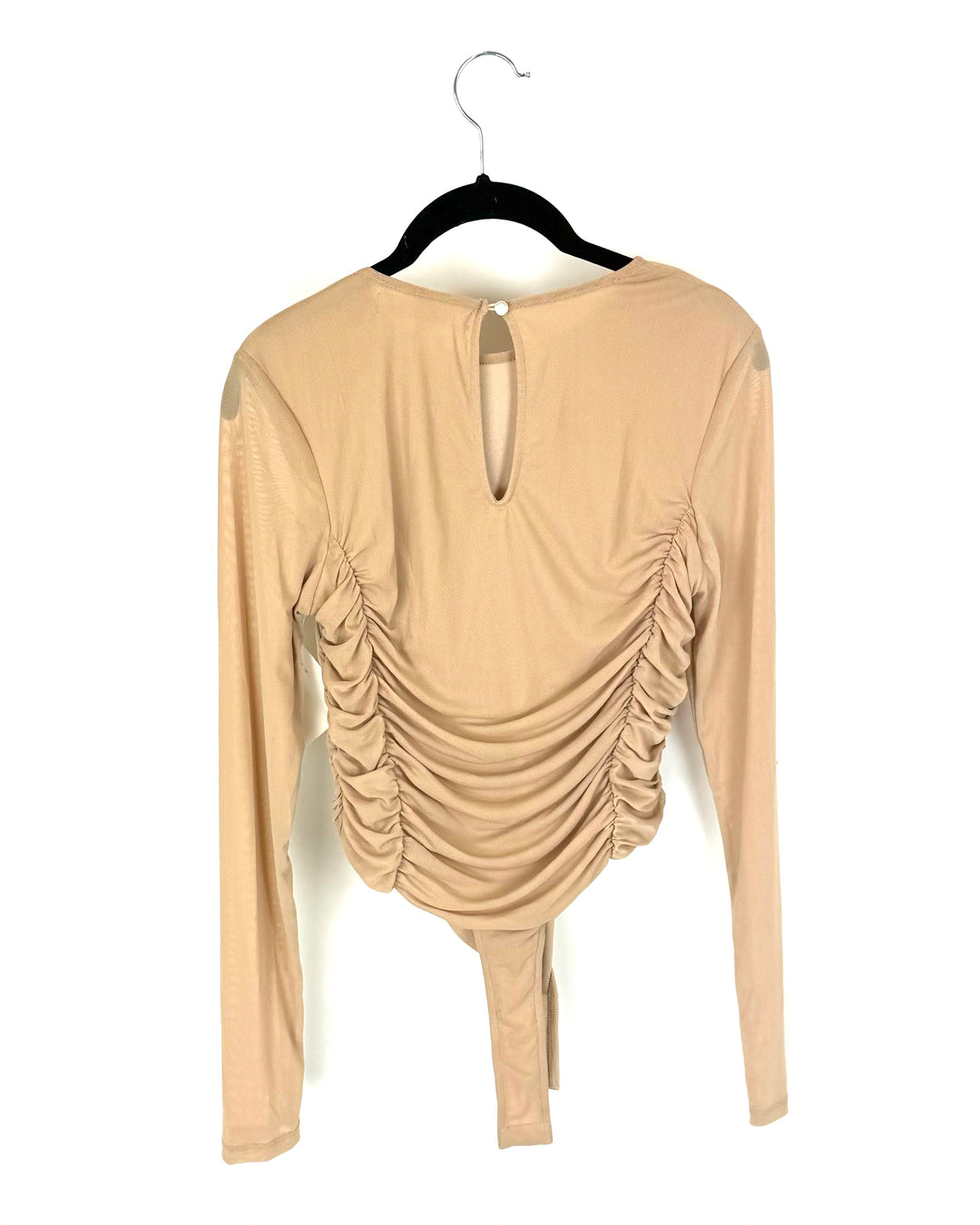 Tan Ruched Long Sleeve Bodysuit - Size 0/2